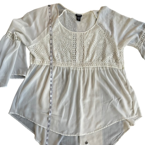Torrid White BOHO Lace Flowy Long Sleeve Top Size: 2X - Picture 7 of 9